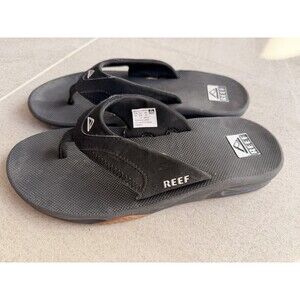 Reef FANNING Men's 8 Black FLIP FLOPS Bottle Opener Thong Sandals